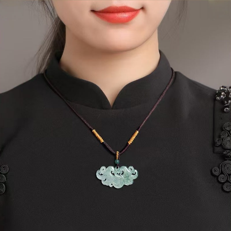 Natural Blue Jadeite Phoenix Pendant – A Jade Ice Variety “Elegance Rising” Necklace