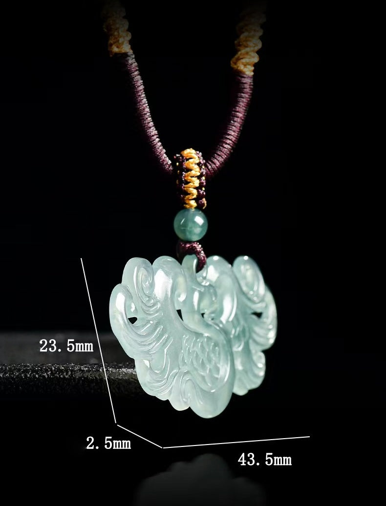 Natural Blue Jadeite Phoenix Pendant – A Jade Ice Variety “Elegance Rising” Necklace
