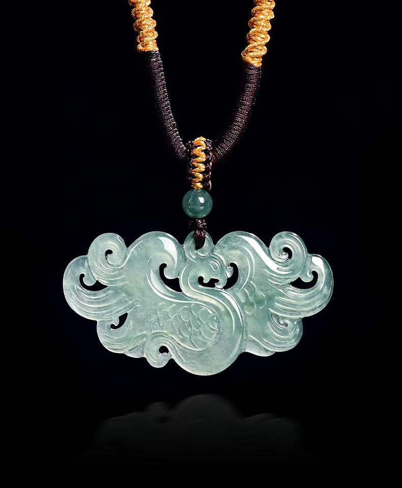Natural Blue Jadeite Phoenix Pendant – A Jade Ice Variety “Elegance Rising” Necklace